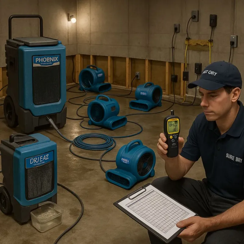 Structural Drying and Dehumidification process in Willis, TX